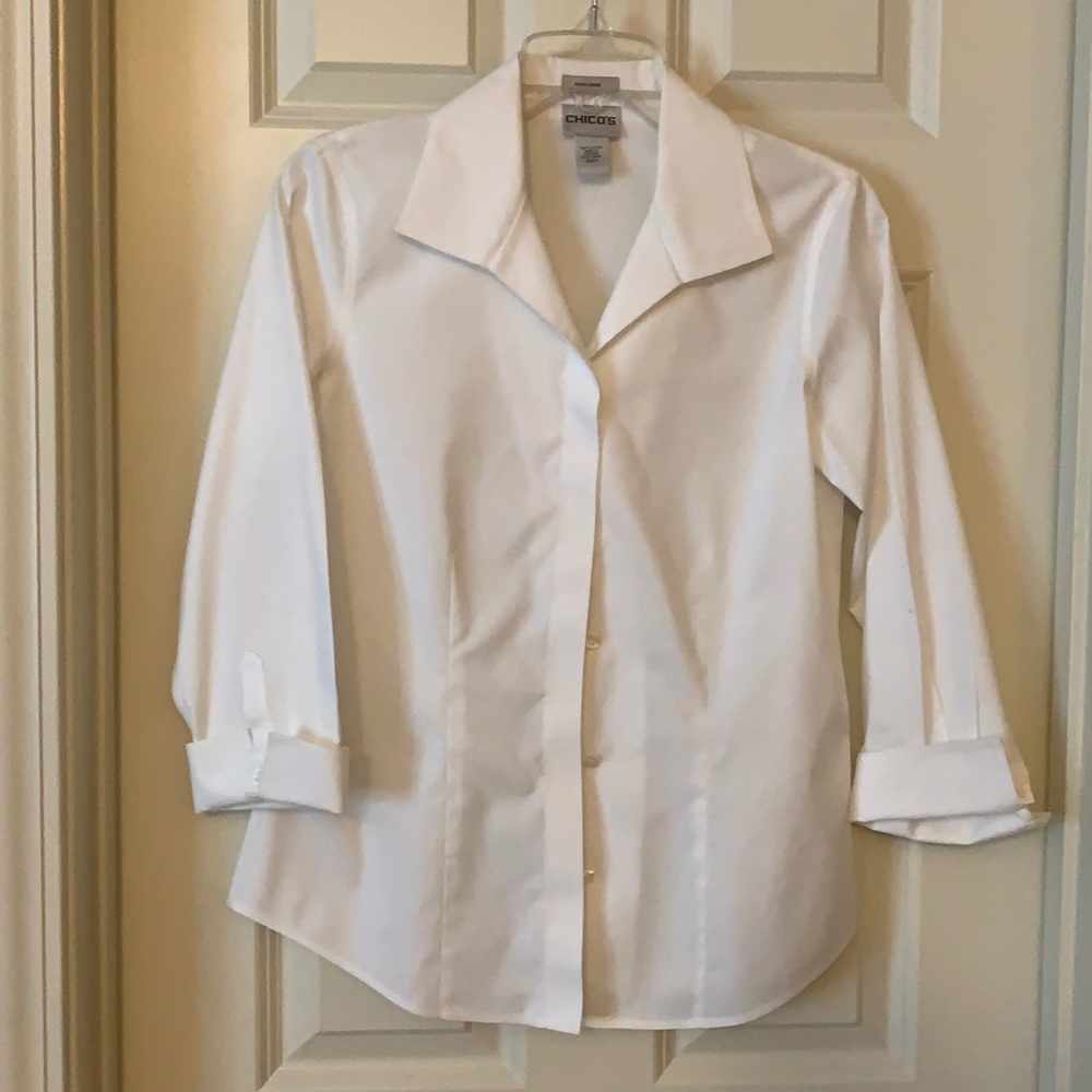 Chico’s white button down shirt. Size 0